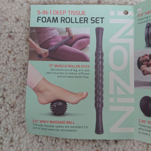 Brand New Nizoni 5-in-1 Deep Tissue Foam Roller Set W/Shoulder Tote Bag - Picture 2 of 8